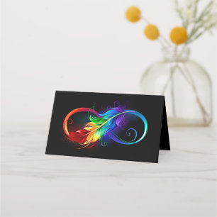 Tarjeta De Fidelización Símbolo infinito con pluma arco iris