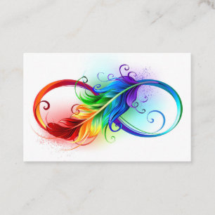 Tarjeta De Fidelización Símbolo infinito con pluma arco iris