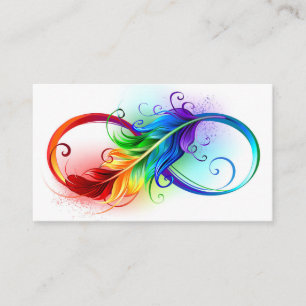 Tarjeta De Fidelización Símbolo infinito con plumas arcoiris