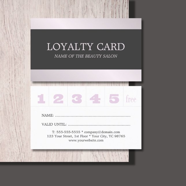 Tarjeta De Fidelización Simple elegante Stripes Beauty Salon Lealty Card (Subido por el creador)