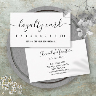 Tarjeta De Fidelización Simple Moderno Profesional Negro Y Blanco