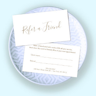 Tarjeta De Fidelización Simple Script Blanco Recomienda a un Amigo