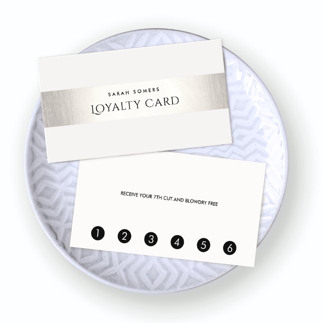 Tarjeta De Fidelización Simple y moderno FAUX Silver Stried Loyalty 6 Punc (Subido por el creador)