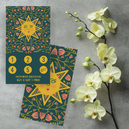 Tarjeta De Fidelización Sol y enredaderas florecidas Elegante Ilustrado Bo