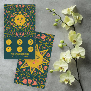 Tarjeta De Fidelización Sol y enredaderas florecidas Elegante Ilustrado Bo
