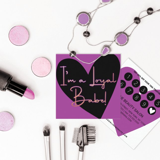 Tarjeta De Fidelización Soy Loyal Babe Gold Purple Black Heart Customer (Subido por el creador)