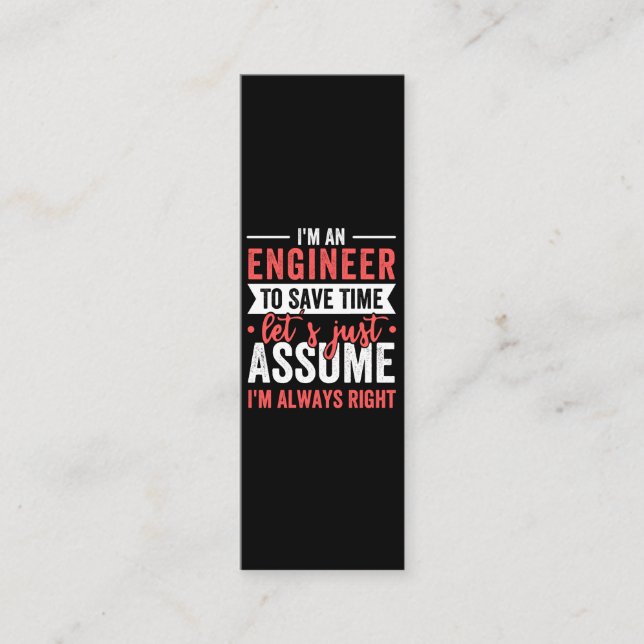 Tarjeta De Fidelización Soy un INGENIERO, para ahorrar tiempo asumamos (Anverso)