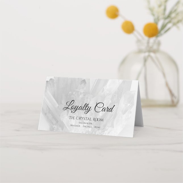 Tarjeta De Fidelización Spa de cristales blancos y negros (Anverso)