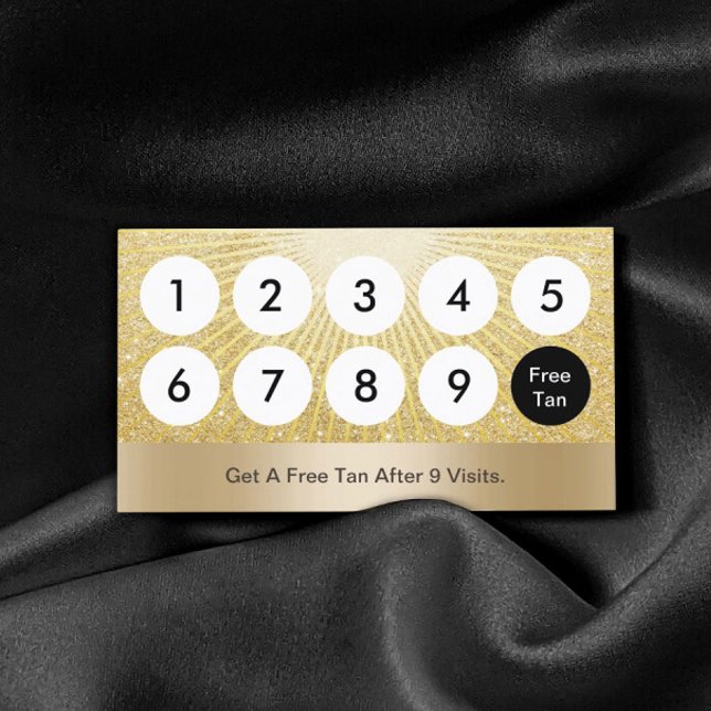 Tarjeta De Fidelización Spray Tanning Salon Modern Gold Glitter Loyalty (Subido por el creador)