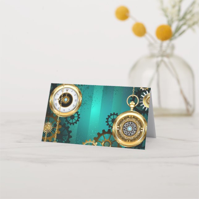 Tarjeta De Fidelización Steampunk Jewelry Watch sobre un fondo verde (Anverso)