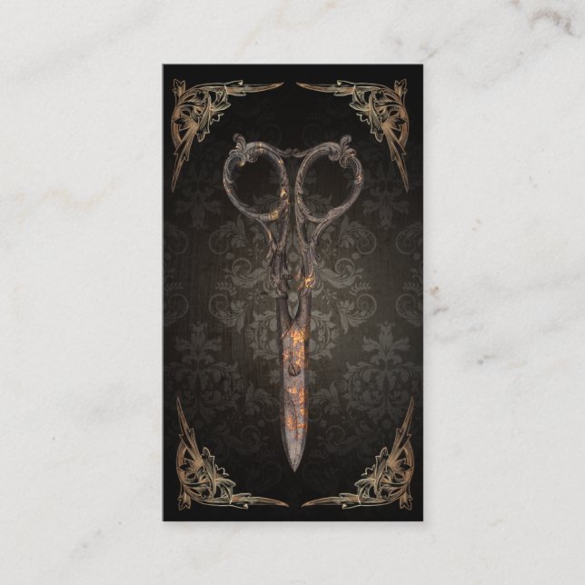 Tarjeta De Fidelización Steampunk Scissor Vintage Damask Hair Stylist (Anverso)