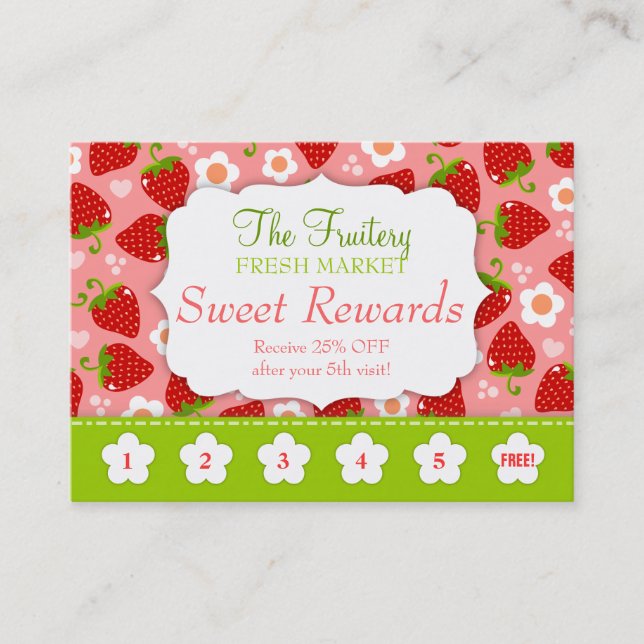 Tarjeta De Fidelización Strawberries Rewards Promo Punch Card (Anverso)