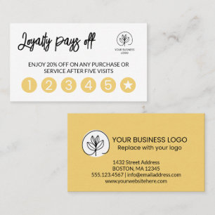 Tarjeta De Fidelización Suave Amarillo Logo de tu Negocio 6 Golpes