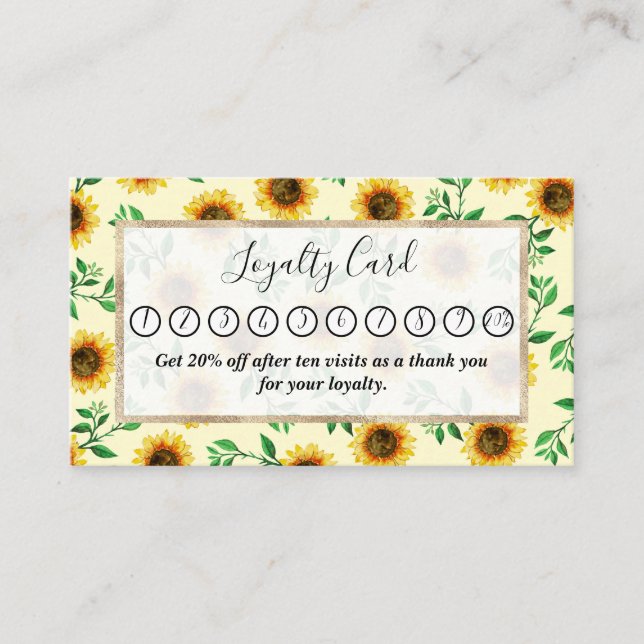 Tarjeta De Fidelización Sunny Neon Pastel Yellow Sunflower patrón (Anverso)