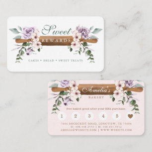 Tarjeta De Fidelización Sweet Rewards Floral Watercolor Panadería Rolling 