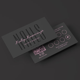 Tarjeta De Fidelización Técnico de uñas estéticas Spa Terapeuta Rosa Negro