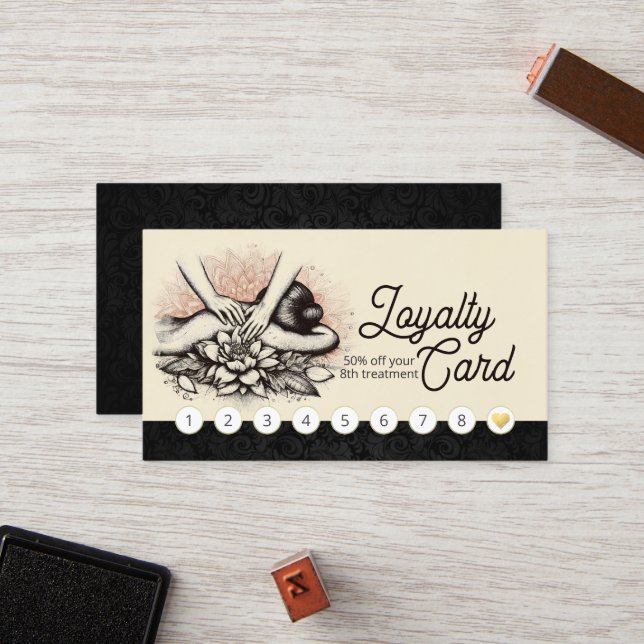 Tarjeta De Fidelización Terapia Masajista Manos Curadoras Energía Spa Well (Anverso/Reverso In Situ)