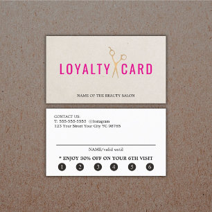 Tarjeta De Fidelización Textura elegante Beige Faux Oro tijeras negrita