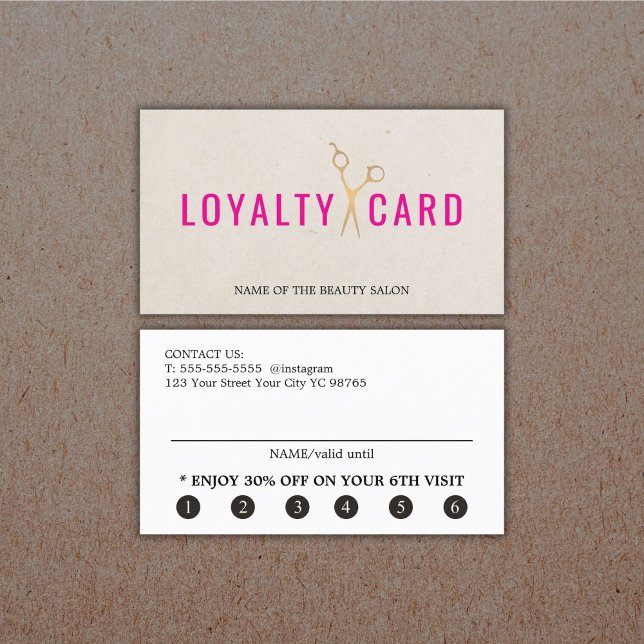 Tarjeta De Fidelización Textura elegante Beige Faux Oro tijeras negrita (Subido por el creador)