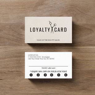 Tarjeta De Fidelización Textura elegante tijeras rosadas negras negrita