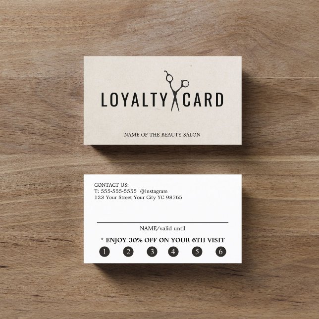 Tarjeta De Fidelización Textura elegante tijeras rosadas negras negrita (Subido por el creador)