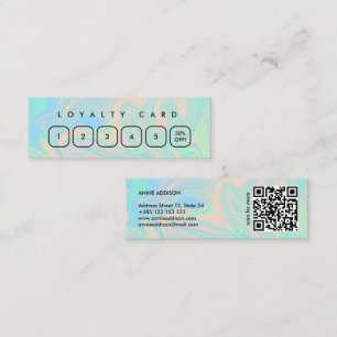 Tarjeta De Fidelización Textura iridiscente holográfica líquida Código QR