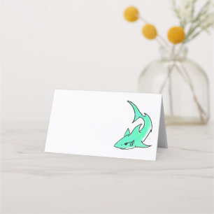 Tarjeta De Fidelización tiburón sonriente de dibujos animados azul verde m