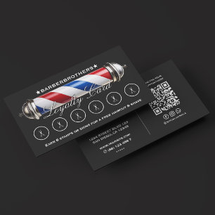 Tarjeta De Fidelización Tijeras Barber Pole Clásicas Negras 6 Recompensas