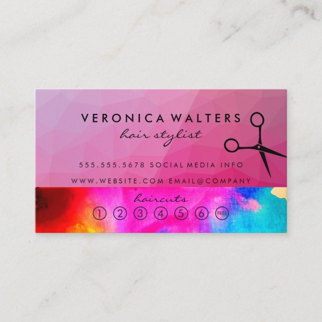 Tarjeta De Fidelización Tijeras | Lealtad | Fondo colorido (Anverso)