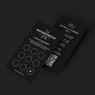 Tarjeta De Fidelización Tijeras Negras Mínimas Barbero Barbería