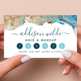 Tarjeta De Fidelización Tinta De Color De Agua Líquida De Arte Moderno Azu