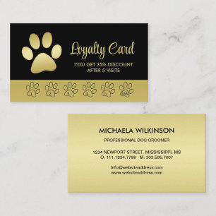 Tarjeta De Fidelización Traza dorada de perro brillante en el servicio de 