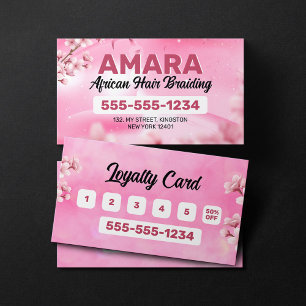 Tarjeta De Fidelización Trenzas africanas rosadas de niña Fotografía de tr
