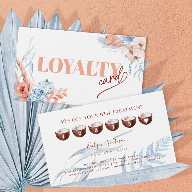 Tarjeta de fidelización tropical azul y de color a (Subido por el creador)