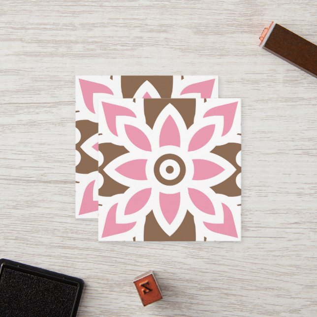 Tarjeta De Fidelización una flor rosa de fondo marrón (Anverso/Reverso In Situ)