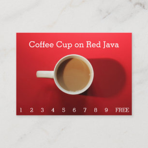 Tarjeta De Fidelización Una taza de café más grande en fondo rojo