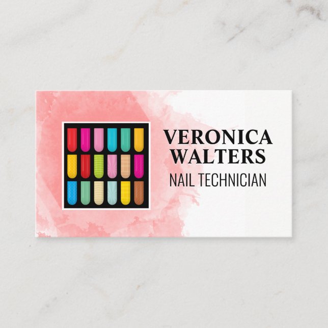 Tarjeta De Fidelización Uñas decoradas | Fondo acuarela (Anverso)