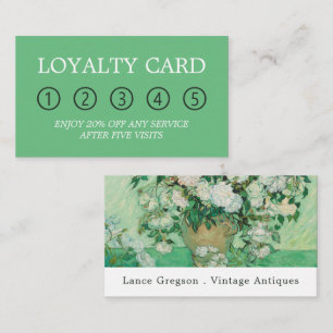 Tarjeta De Fidelización Vase Con Rosas Rosa, Antiguo Negocio