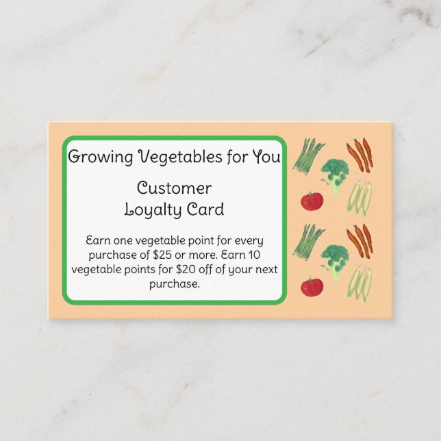 Tarjeta De Fidelización Vegetable Theme Customer Loyalty Cards (Anverso)