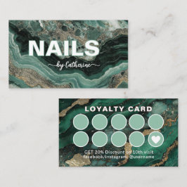 Tarjeta De Fidelización Verde Esmeralda y Mármol Dorado Script   