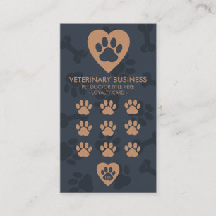 Tarjeta De Fidelización Veterinario de Mascotas Paw Heart