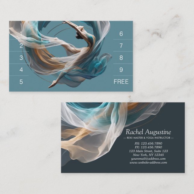 Tarjeta De Fidelización Vuelo aéreo Aire Yoga Instructor Pilates Fitness (Anverso / Reverso)