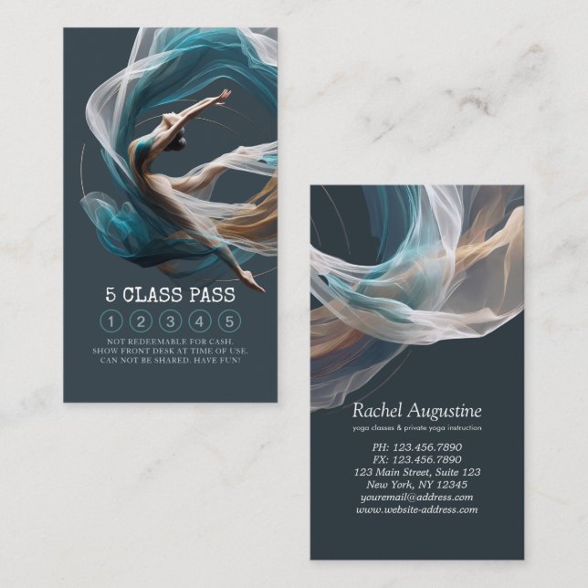 Tarjeta De Fidelización Vuelo aéreo Instructor de yoga aéreo 5 Clase Pass (Anverso / Reverso)