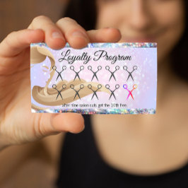 Tarjeta De Fidelización Woman's Hair | Scissors Punch Card | Glitter Bokeh