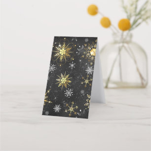 Tarjeta De Fidelización Xmas copos de nieve dorados sobre fondo negro