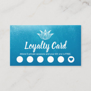Tarjeta De Fidelización Yoga Instructor Lotus Logo Aqua Blue Loyalty Punch