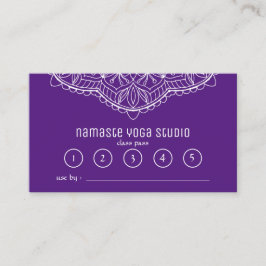 Tarjeta De Fidelización Yoga Meditación Clase Pass Purple Handrawn Mandala