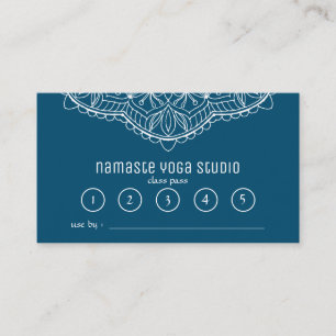 Tarjeta De Fidelización Yoga Meditación Clase Pass Verde azulado Handrawn