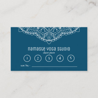 Tarjeta De Fidelización Yoga Meditación Clase Pass Verde azulado Handrawn 