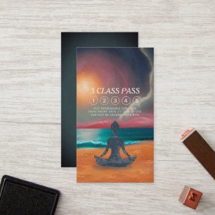 Tarjeta De Fidelización Yoga Meditación Moon Sky Ocean Beach 5 Clase Pass